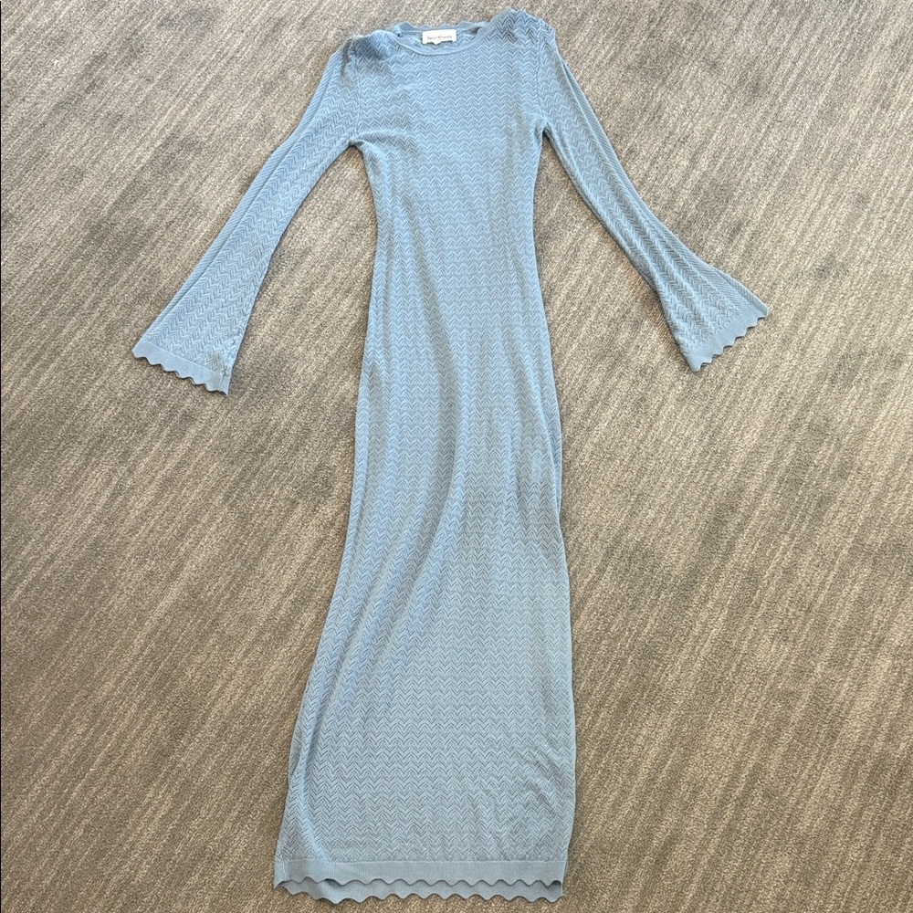 Heartloom Monroe Maxi Dress Blue Pointelle Knit Size M Worn Once - Picture 2 of 10